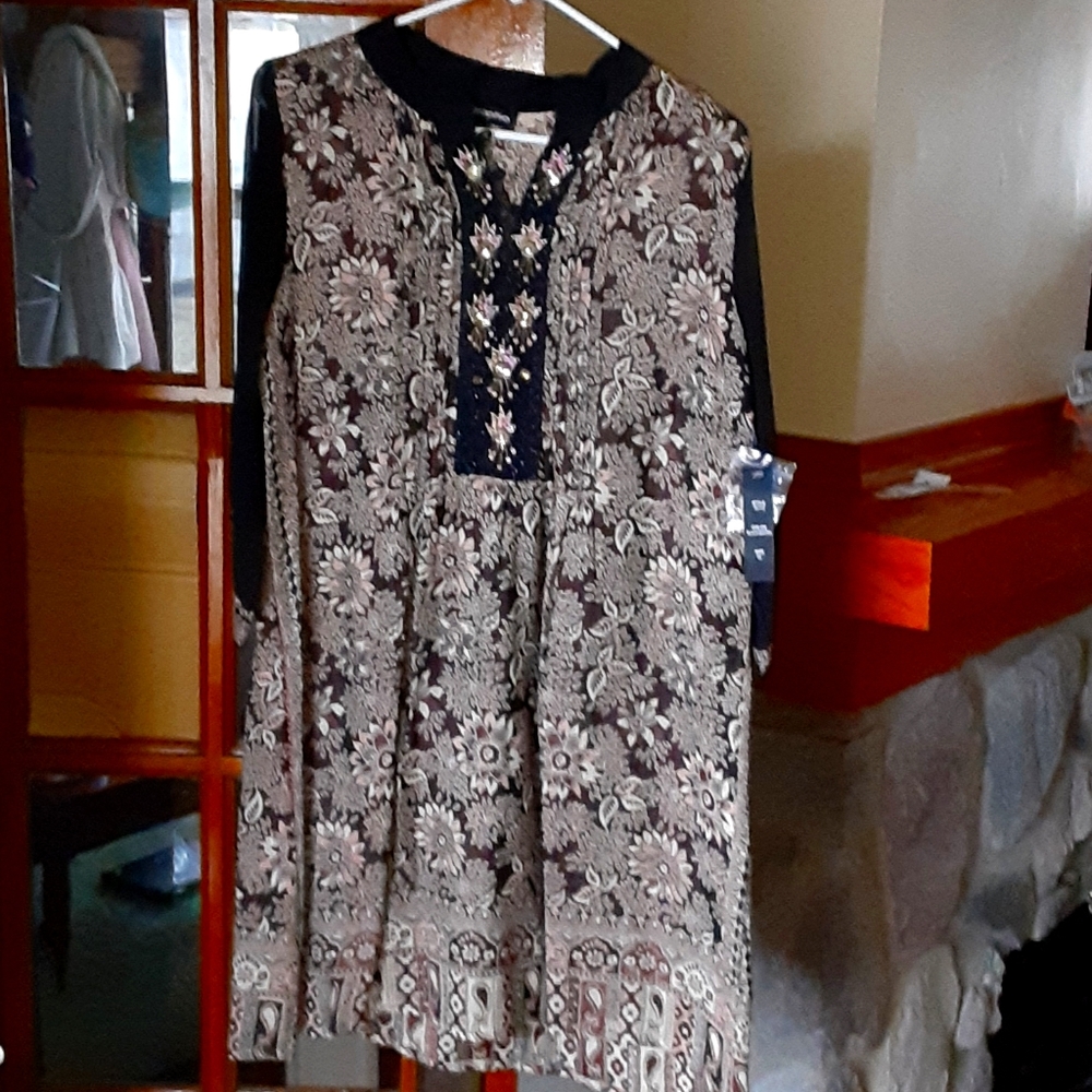 Black and brown floral Tunic/dress